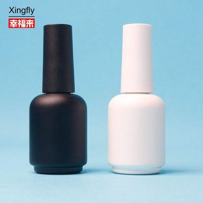 Custom 11ml Tròn Trắng Đen UV Gel Rỗng Máy sơn móng chai thủy tinh với nắp bàn chải